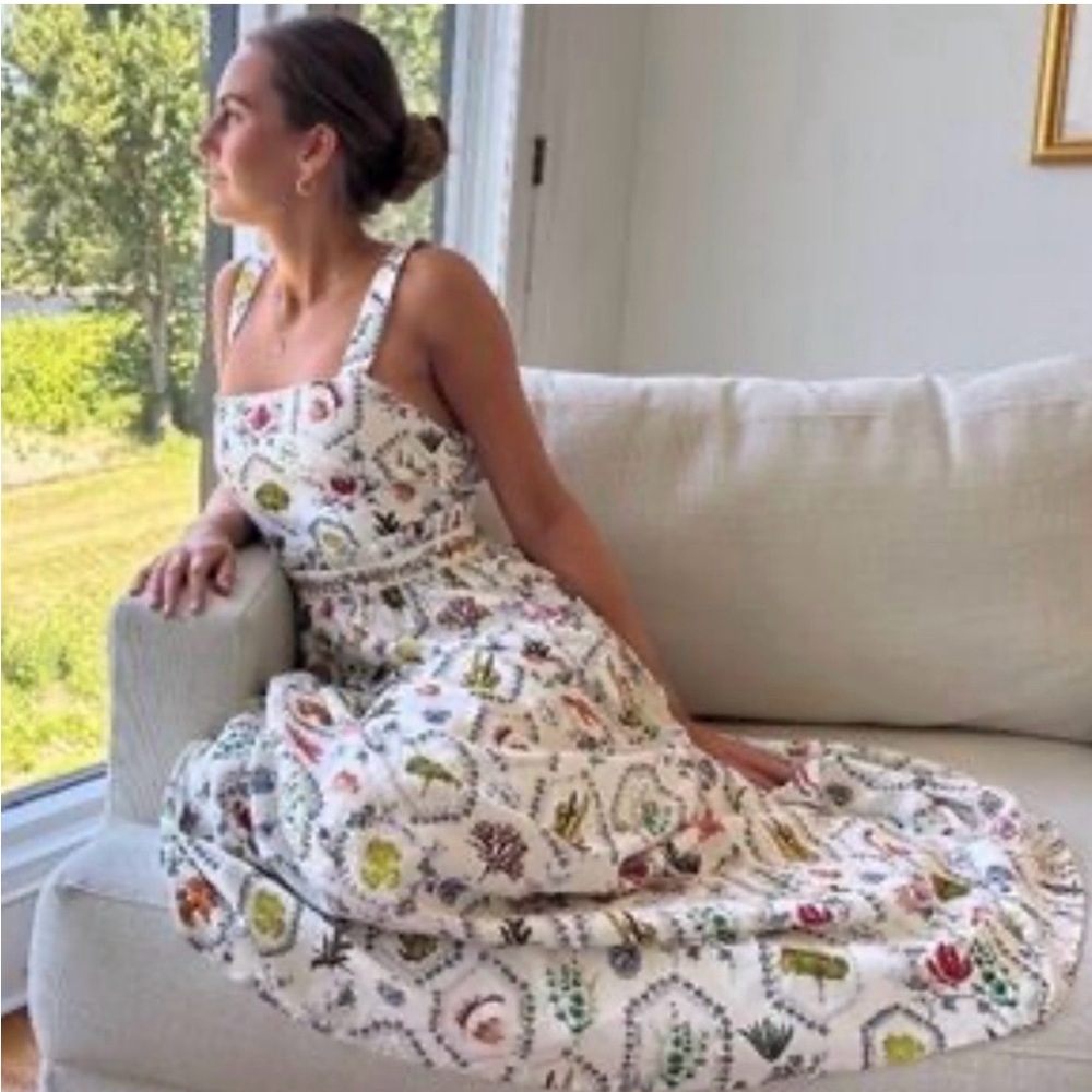 NWT Christian Lacroix White Floral Embroidered open back Maxi Dress sz:small